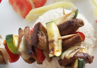 Rezept: Seitan Spieße auf Reis